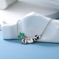 wholesale 925 Sterling Silver Raccoon Pendant Necklace with Green Crystal Accents and Black Enamel Details - Gifts for Her Him-0-2