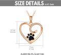 wholesale 14K Gold Black Enamel Dog Cat Paw Print Heart Pendant Necklace 17 Chain-0-7