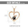 wholesale 14K Gold Black Enamel Dog Cat Paw Print Heart Pendant Necklace 17 Chain-0-7
