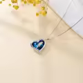 TOUPOP Sterling Silver Crystal Father Daughter Necklace Heart Pendant Gift-0-3