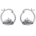 wholesale 925 Sterling Silver Halloween Pumpkin Jack O Lantern Hoop Earrings-0-0