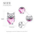 wholesale 925 Sterling Silver Pink Heart Cat Stud Earrings - Adorable Kitty  for Her-0-3