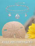 wholesale 925 Sterling Silver Shell & Sand Dollar Charm Layered Ankle Anklet-0-1