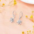 wholesale 925 Sterling Silver Hypoallergenic Lotus Flower Leverback Dangle Drop Earrings-0-4
