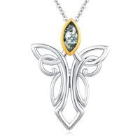 wholesale 925 Sterling Silver Tree of Life Pendant with Green Moss Agate Gemstone Necklace for Women Gifts for Her Valentines Day Jewelry Present Ideas-E-Celtic-Moss Agate