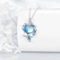 wholesale 925 Sterling Silver Blue Enamel Wave Pearl Pendant Necklace for Women Sea Inspired Jewelry-0-4