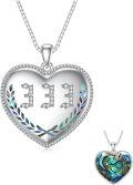 wholesale TOUPOP Christmas Gifts Number Necklace For Women 925 Sterling Silver Abalone Heart Angel Number Necklace Pendant 000 111 222 333 444 555 666 777 888 999 Numerology Jewelry Gifts For Women -0-0