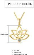 wholesale 14K Gold Lotus OM Yoga Pendant Necklace for Women Girls-0-3