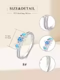 TOUPOP Sterling Silver Blue Opal Sea Turtle Ring Women Ocean Jewelry Gift-0-4