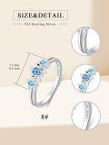 TOUPOP Sterling Silver Blue Opal Sea Turtle Ring Women Ocean Jewelry Gift-0-4