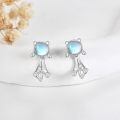 wholesale 925 Sterling Silver Moonstone Cat Stud Earrings for Women - Cute Animal -0-4