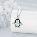 wholesale 925 Sterling Silver Blue Moonstone Penguin Pendant Necklace for Women Girls  48cm Chain Length-0-2