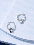 wholesale 925 Sterling Silver Cute Panda Bear Huggie Hoop Earrings for Girls and Women - Adorable Animal  Idea-0-2