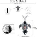 wholesale 925 Sterling Silver Gothic Red Garnet Onyx Double Headed Dragon Pendant Necklace for Men Women Gifts-0-4