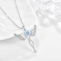 wholesale 925 Sterling Silver Angel Birthstone Necklace with 12 Crystal Gemstones for Women-0-1