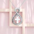 wholesale 925 Sterling Silver Infinity Cross Urn Keepsake Memorial Jewelry for Ashes Cremation Pendant Necklace-0-4