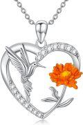 wholesale 925 Sterling Silver Moissanite Hummingbird Heart Necklace for Women - Fluttering Bird & Flower Design, Hypoallergenic Gift-0-0