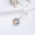 wholesale 925 Sterling Silver Mom Pendant with Rose Gold Flowers and Blue Crystal Birthstone Necklaces Wholesale for Women Girls Mothers Day Gift-0-3