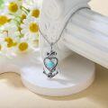 wholesale 925 Sterling Silver Heart-Shaped Larimar Stone Anchor Pendant Necklace-0-4