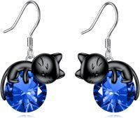 wholesale 14K Gold Pink Crystal Black Cat Pendant Necklace for Women Cats Lover-C-9-Black Cat September