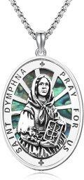 wholesale 925 Sterling Silver Abalone Shell St Dympna Medal Prayer Jewelry for Women Men-0-0