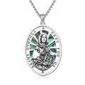wholesale 925 Sterling Silver Abalone Shell St Dympna Medal Prayer Jewelry for Women Men-0-0