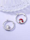 wholesale 925 Sterling Silver Red Mushroom Huggie Hoop Earrings for Women Girls Gifts-0-2