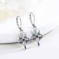 wholesale 925 Sterling Silver Abalone Shell Angel Wings Cross Dangle Leverback Earrings-0-1