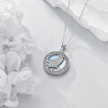 wholesale 925 Sterling Silver Moonstone Owl Crescent Moon Pendant Necklace for Women-0-4