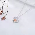 TOUPOP Sterling Silver Rose Necklace with Heart Pendant, Jewelry Gift-0-3