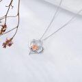 TOUPOP Sterling Silver Rose Necklace with Heart Pendant, Jewelry Gift-0-3