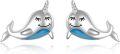 wholesale 925 Sterling Silver Blue Opal Whale Stud Earrings for Women Girls Gifts Jewelry Accessories 3D Cartoon Style Minimalist Design Hypoallergenic Safe Nickel Free-0-0