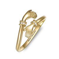 wholesale Yellow 9K Gold Hug Ring for Her Adjustable Hand Jewelry Christmas Birthday Anniversary Valentine s Gifts for Women Girlfriend Wife Fianc e-Mom l love you
