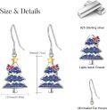 wholesale 925 Sterling Silver Christmas Tree Dangle Earrings with Stars and Bows-0-15