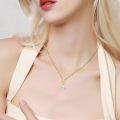 wholesale 14K Gold Flower Diamond & White Freshwater Pearl Pendant Necklace for Women-0-1