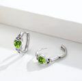 wholesale 925 Sterling Silver Green Crystal Celtic Knot Heart Huggie Hoop Earrings for Women-0-3