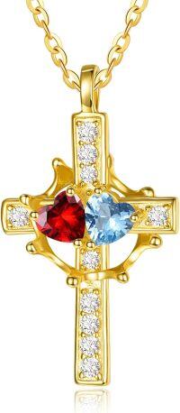 wholesale  Sterling Silver Birthstones Gold Cross Necklace for Women -01-12-Jan-Dec-01-12-Jan-Dec