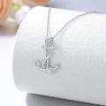 wholesale 925 Sterling Silver Anchor Rope Design with Cubic Zirconias and Garnets Pendant Necklace for Women Gifts-0-1