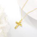 wholesale Gold Plated 925 Sterling Silver Stone Cross Pendant Necklace for Women - Faith Hope Love-0-3