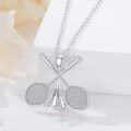 wholesale 925 Sterling Silver Crossed Rackets & Shuttlecock Pendant Necklace for Women Sporty Gifts-0-4