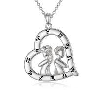 wholesale 925 Sterling Silver Zodiac Necklace with 12 Constellations Horoscope Heart Pendant for Women-01-Gemini Necklace(05.21-06.21)-01-Gemini Necklace(05.21-06.21)