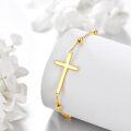 wholesale 14k Gold Religious Cross Bracelet for Women Adjustable Link Chain -0-3