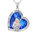 TOUPOP 925 Sterling Silver & Crystal Daughter Heart Pendant Necklace Gift-0-0
