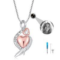 wholesale 925 Sterling Silver Cross Memorial Urn Necklace Wholesale With Wings And Heart Crystals-Infinity-Customized-Infinity-Customized