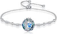 wholesale 925 Sterling Silver Austrian Crystal Tree of Life Birthstone Bracelet for Women-12-Dec-Topaz