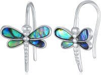 wholesale 925 Sterling Silver Dragonfly Abalone Shell Drop Earrings for Women-Dragonfly