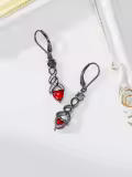 TOUPOP Sterling Silver Red Agate Gothic Bat Skull Cross Celtic Knot Leverback Earrings-0-1