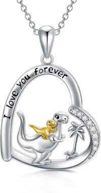 wholesale 925 Sterling Silver Dinosaur Mother & Baby Pendant Necklaces for Women Girl's Gift Jewelry-Dinosaur