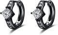 wholesale 925 Sterling Silver Princess Cut Cubic Zirconia Huggie Hoops for Men & Women - Mother's Day Gift Idea-0-0
