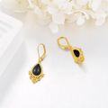 wholesale 925 Sterling Silver & Black Onyx Teardrop Filigree Hook Earrings - Bohemian  for Women-0-3
